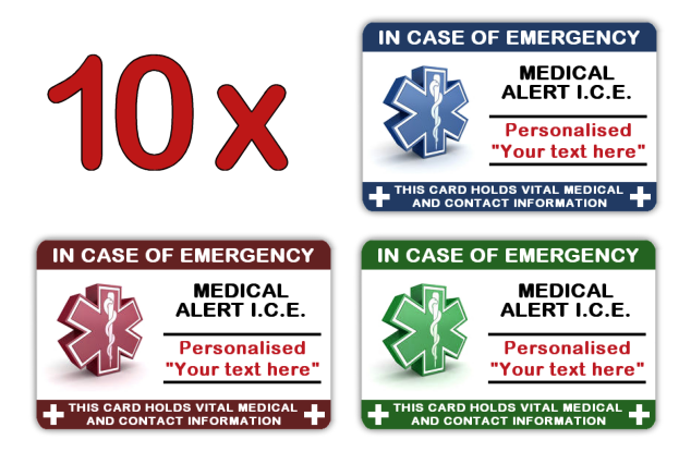 10 x Adult I.C.E. Info Cards