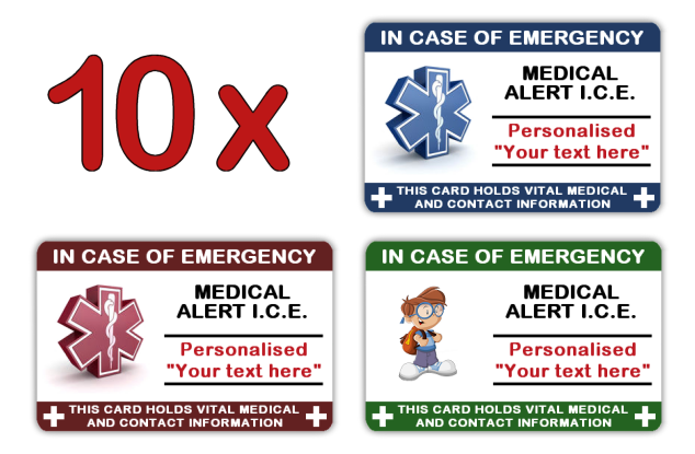 10 x Child I.C.E. Info Cards